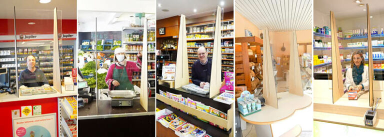 Nous proposons des écrans de protection en plexiglass pour vos commerces et administrations