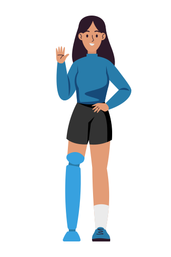 Portrait souriant d’un travailleur en situation de handicap faisant signe de la main