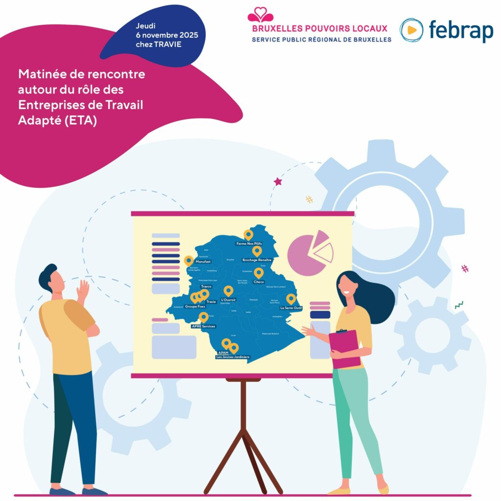 Affiche de l'événement organisé par la Cellule Égalité des chances de Bruxelles Pouvoirs Locaux et la FEBRAP le 6 novembre 2025 pour favoriser l'inclusion professionnelle des personnes en situation de handicap